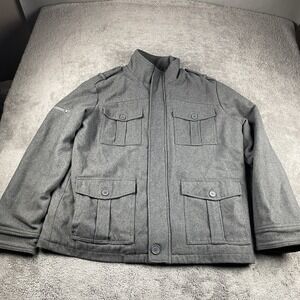 Sportier 1957 Zip Up Button Jacket Mens XL Gray Wool Blend